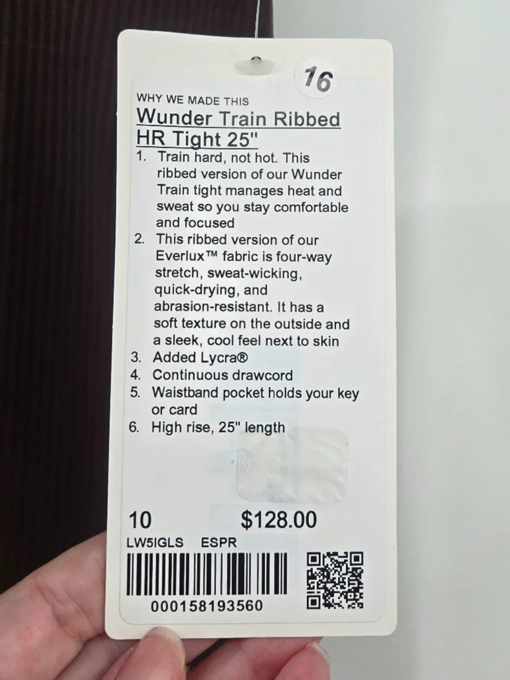 NWT Lululemon Wunder Train High-Rise Ribbed 25